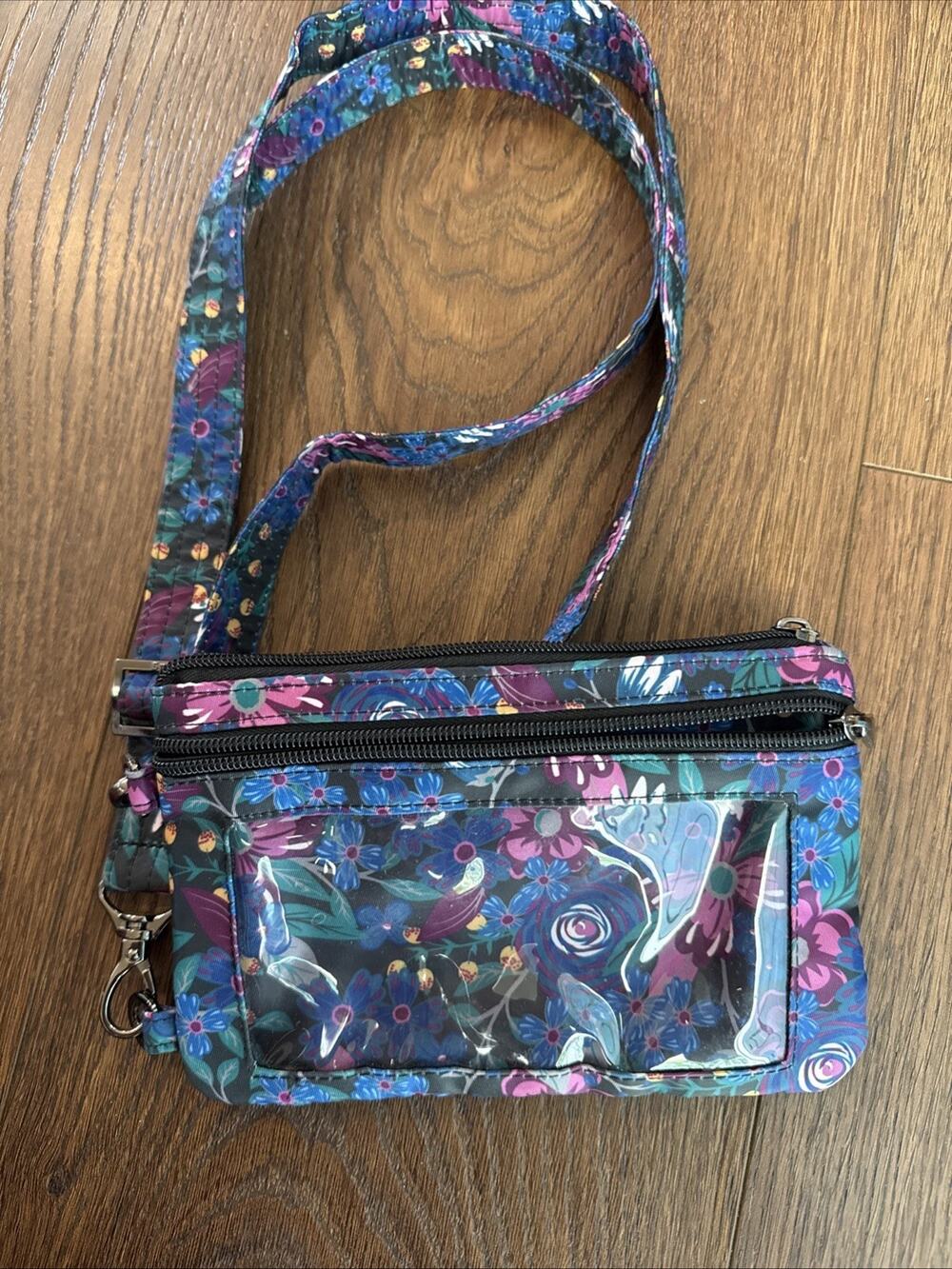 Lug Peekaboo Convertible Crossbody Bag Clear Phone Window Flourish Floral Blue